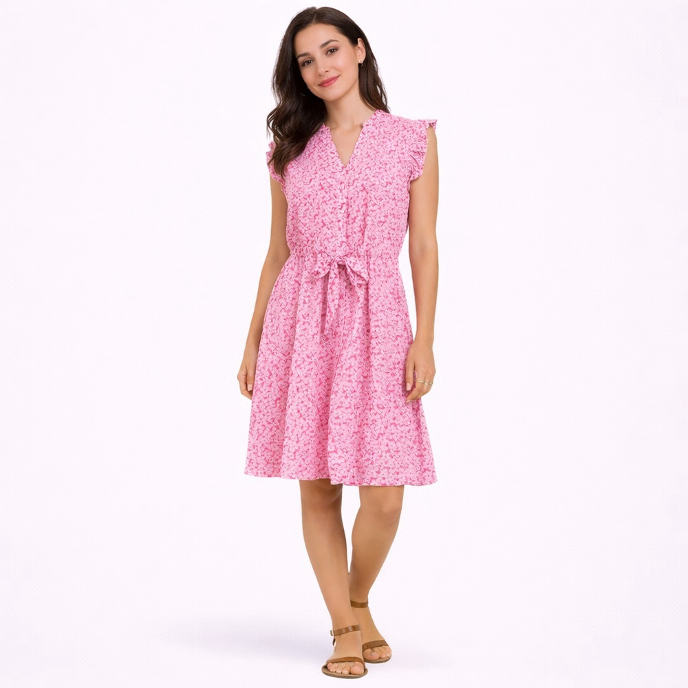 Elegant Pink Floral Mini Dress